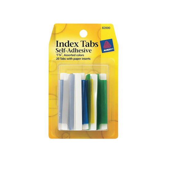 Avery Index Tabs With Writable Inserts, 1.75 Inches, 20 Assorted Tabs (82001)do 45021846